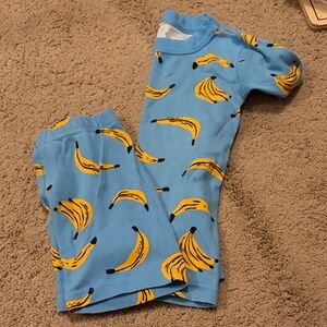 Hanna Andersson Blue Pajama Set with Banana Design